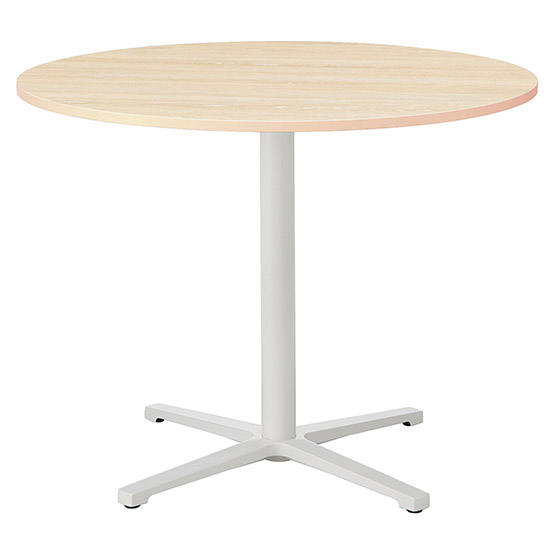 会議用テーブル 丸形 天板径900mm ホワイトフレーム ナチュラル