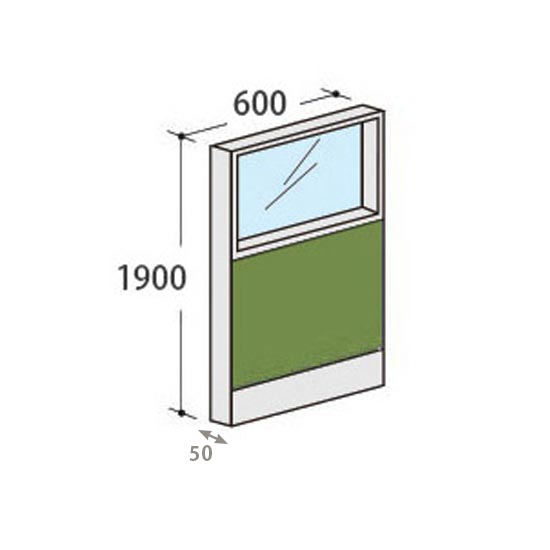 パーテーションLPX 上部ガラスパネル 高さ1900 幅600 リーフ