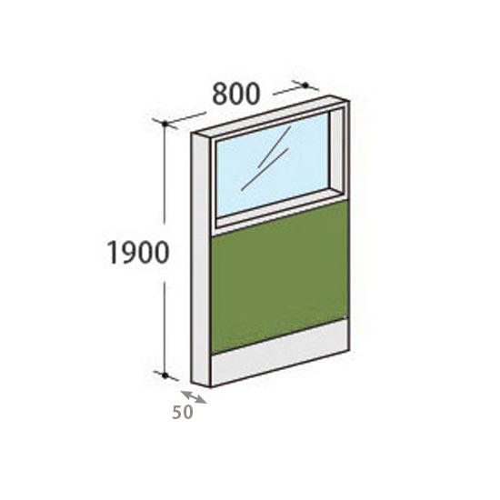 パーテーションLPX 上部ガラスパネル 高さ1900 幅800 リーフ