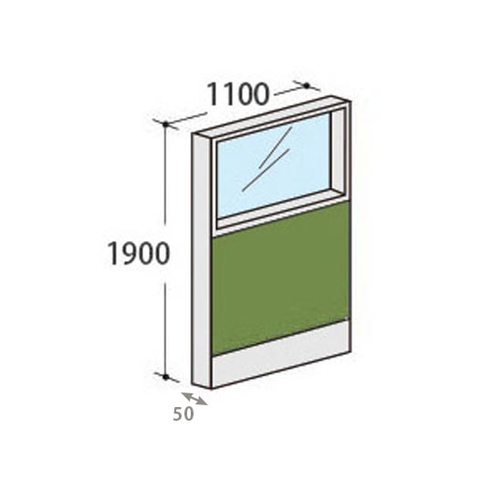 パーテーションLPX 上部ガラスパネル 高さ1900 幅1100 リーフ