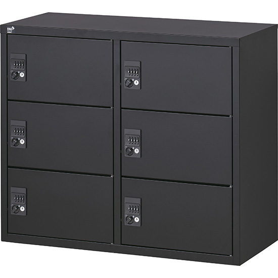 パーソナルロッカー 2列3段 シリンダー錠 上置用 ブラック