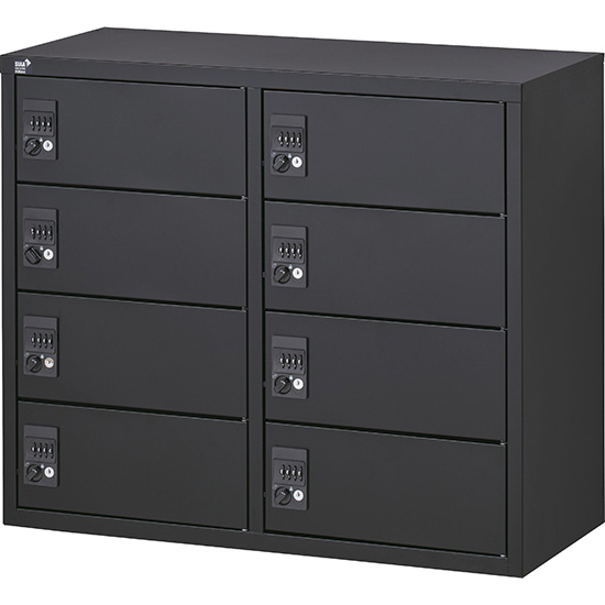 パーソナルロッカー 2列4段 シリンダー錠 上置用 ブラック