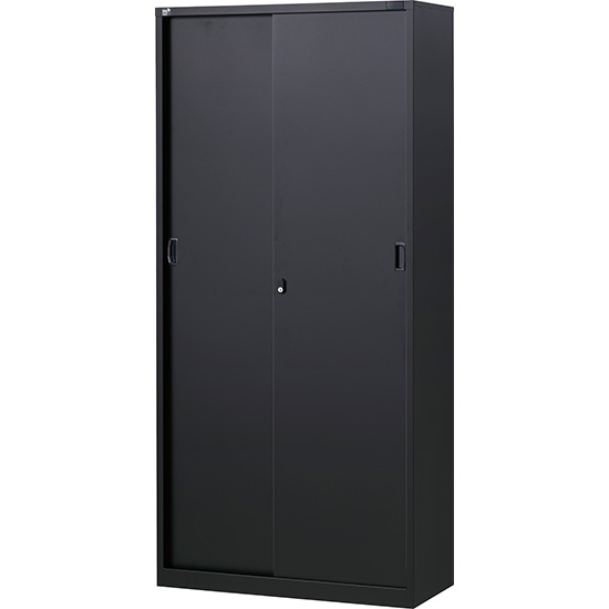 スチール引戸書庫 高さ1860 ブラック