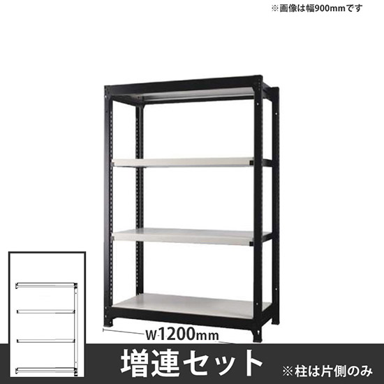 オフィス ラック ディーアール H1400×W1200mm増連セット 本体:ブラック 棚板:ホワイト