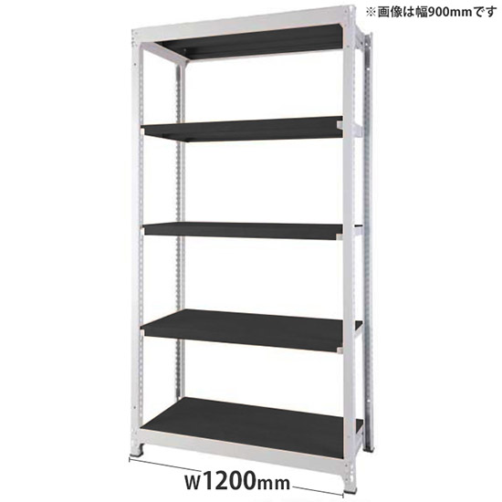 オフィス ラック ディーアール H1800×W1200mm基本セット 本体:ホワイト 棚板:ブラック