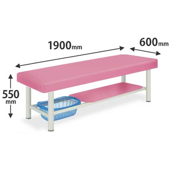 診察台カゴ付タイプ 幅1900奥行600高さ550 ピンク