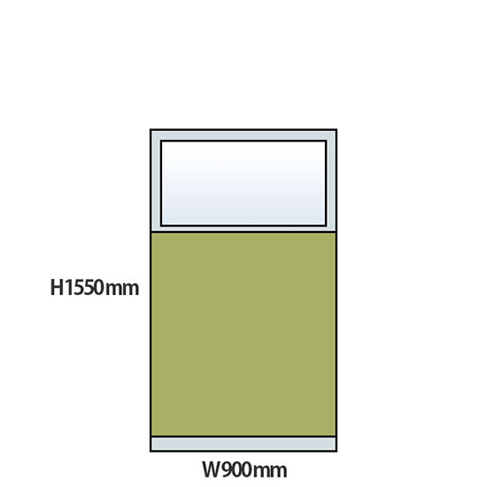 NP型パーティション上部ガラスタイプ 高さ1550 幅900 ライトグリーン