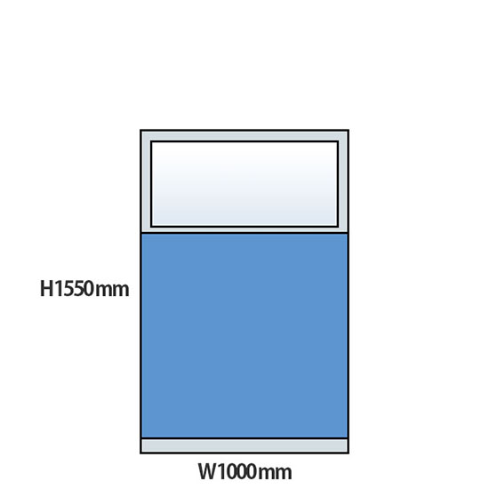 NP型パーティション上部ガラスタイプ 高さ1550 幅1000 ライトブルー