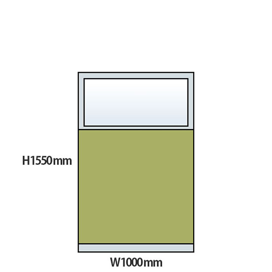 NP型パーティション上部ガラスタイプ 高さ1550 幅1000 ライトグリーン