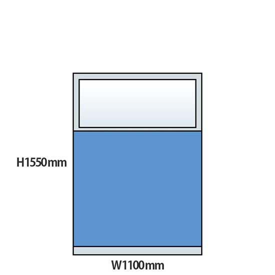 NP型パーティション上部ガラスタイプ 高さ1550 幅1100 ライトブルー