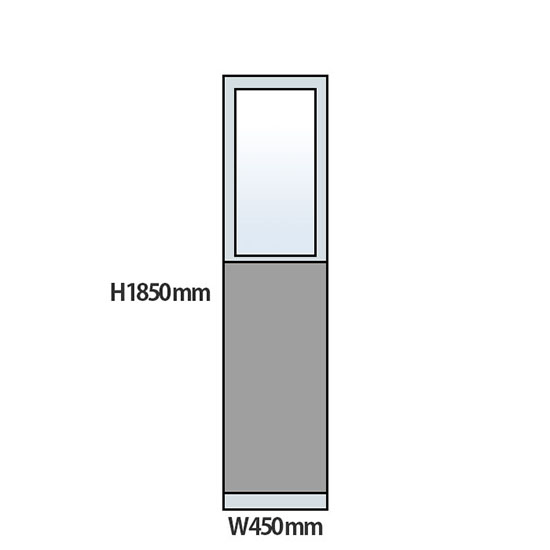 NP型パーティション上部ガラスタイプ 高さ1850 幅450 グレー