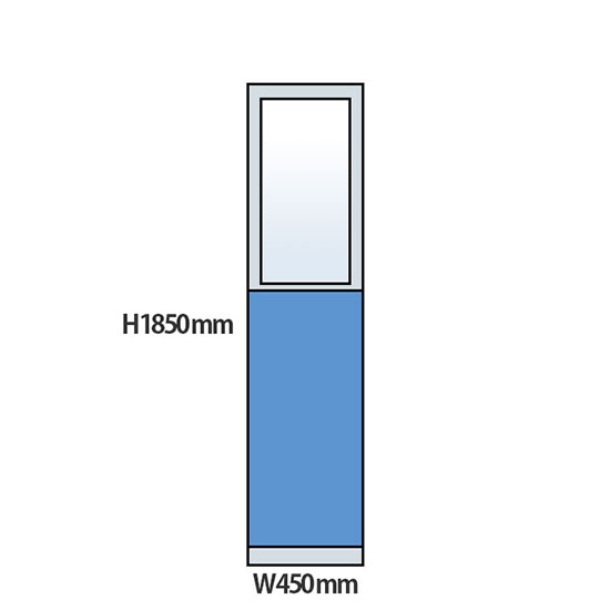 NP型パーティション上部ガラスタイプ 高さ1850 幅450 ライトブルー