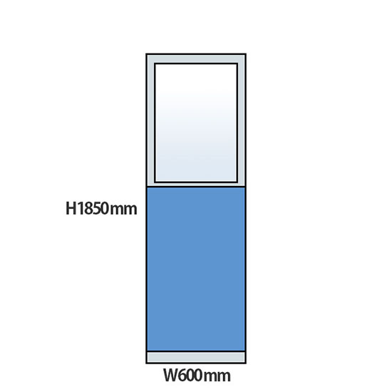 NP型パーティション上部ガラスタイプ 高さ1850 幅600 ライトブルー