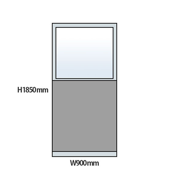 NP型パーティション上部ガラスタイプ 高さ1850 幅900 グレー