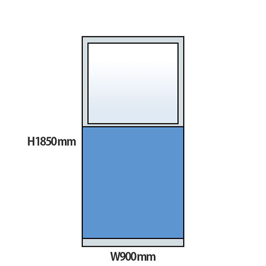 NP型パーティション上部ガラスタイプ 高さ1850 幅900 ライトブルー