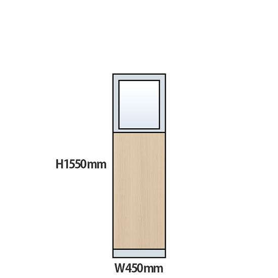 NP型パーティション上部ガラス木目タイプ 高さ1550 幅450 アッシュ