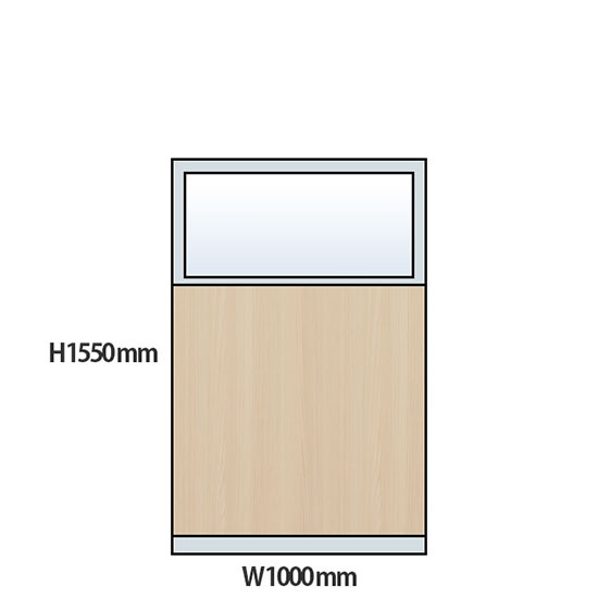 NP型パーティション上部ガラス木目タイプ 高さ1550 幅1000 アッシュ