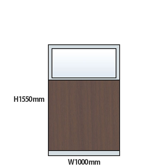 NP型パーティション上部ガラス木目タイプ 高さ1550 幅1000 ウォールナット
