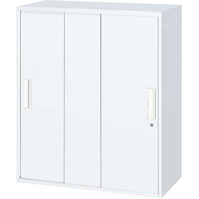 スチール引戸書庫(3枚) 上下兼用 ホワイト 幅900×奥行400×高さ1050mm