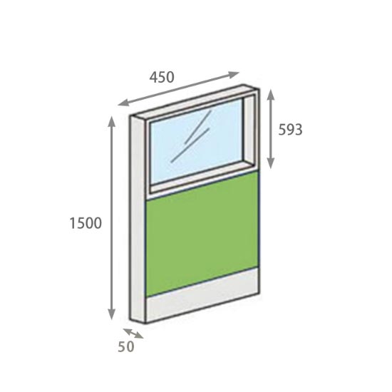 パーテーションLPX 上部ガラスパネル 高さ1500 幅450 ライム
