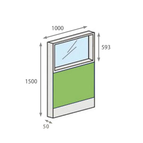 パーテーションLPX 上部ガラスパネル 高さ1500 幅1000 ライム