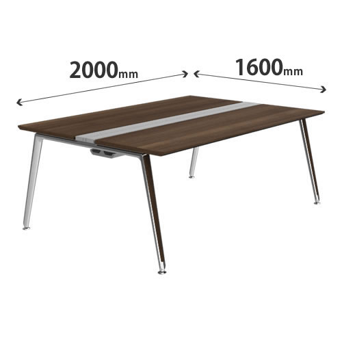 プリシード ユニットデスク 基本型 幅2000×奥行1600mm プライズウッドダーク ポリッシュ脚