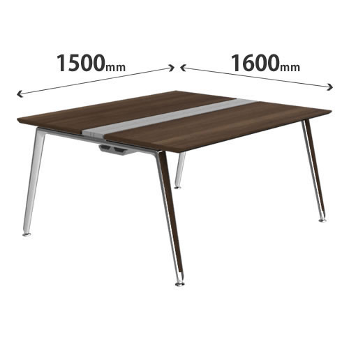 プリシード ユニットデスク 基本型 幅1500×奥行1600mm プライズウッドダーク ポリッシュ脚