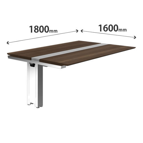 プリシード ユニットデスク 連結型 幅1800×奥行1600mm プライズウッドダーク ポリッシュ脚