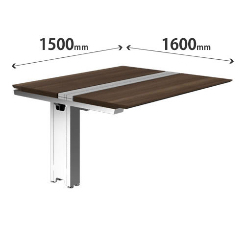 プリシード ユニットデスク 連結型 幅1500×奥行1600mm プライズウッドダーク ポリッシュ脚