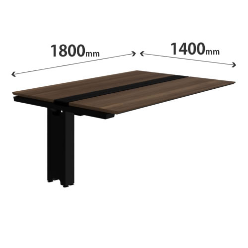 プリシード ユニットデスク 連結型 幅1800×奥行1400mm プライズウッドダーク ブラック脚