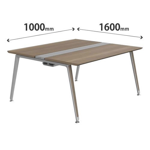 プリシード ユニットデスク 基本型 幅1000×奥行1600mm プライズウッドミディアム シルバー脚