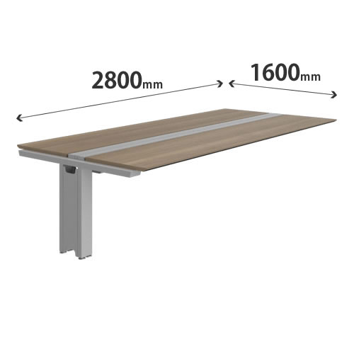 プリシード ユニットデスク 連結型 幅2800×奥行1600mm プライズウッドミディアム シルバー脚