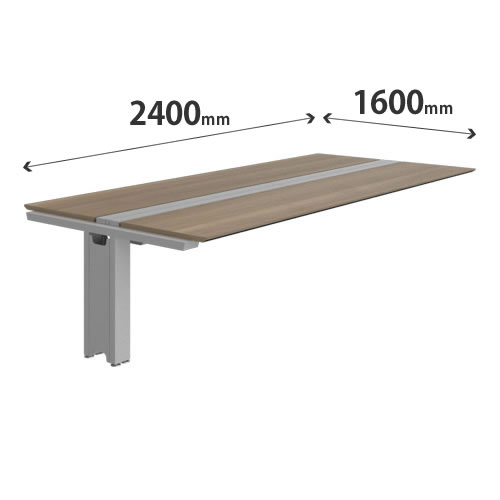 プリシード ユニットデスク 連結型 幅2400×奥行1600mm プライズウッドミディアム シルバー脚