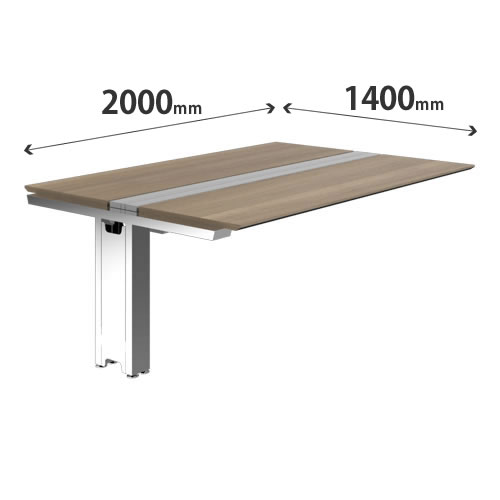 プリシード ユニットデスク 連結型 幅2000×奥行1400mm プライズウッドミディアム ポリッシュ脚