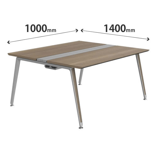 プリシード ユニットデスク 基本型 幅1000×奥行1400mm プライズウッドミディアム シルバー脚