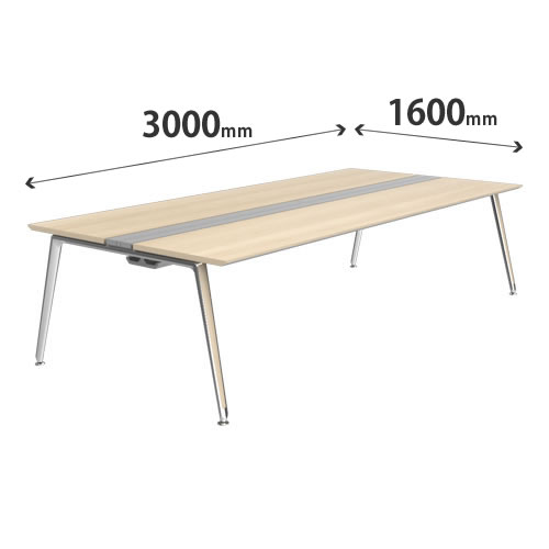 プリシード ユニットデスク 基本型 幅3000×奥行1600mm プライズウッドライト ポリッシュ脚