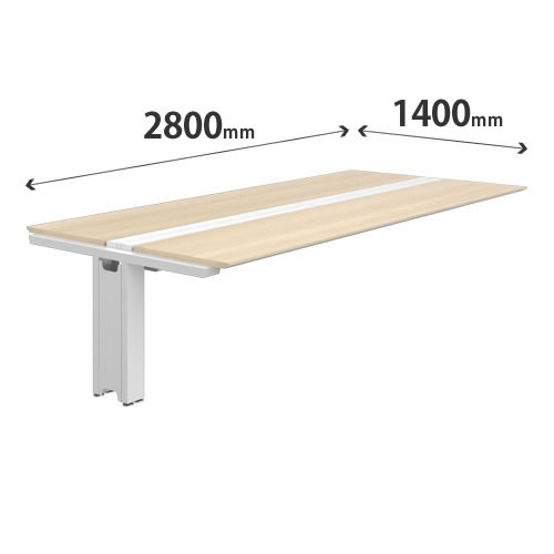 プリシード ユニットデスク 連結型 幅2800×奥行1400mm プライズウッドライト ホワイト脚