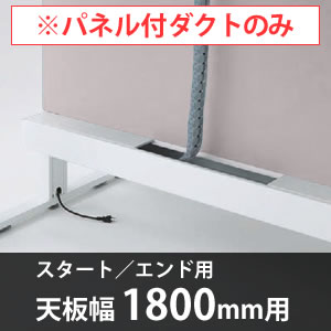 スイフトデスク専用オプション センターパネル付き配線ダクト スタートエンド用 幅1800mm対応 マッシュルーム