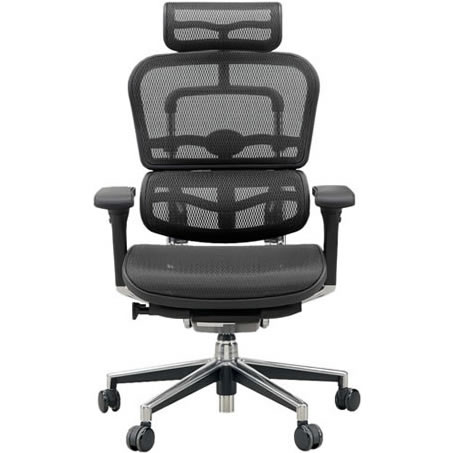 ベーシック ハイタイプ ヘッドレスト付 背座エラストメリックメッシュ ブラック