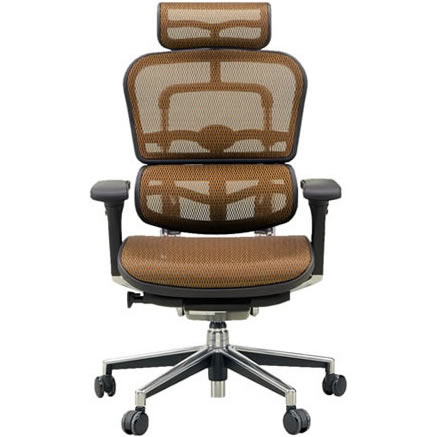 ベーシック ハイタイプ ヘッドレスト付 背座エラストメリックメッシュ オレンジ