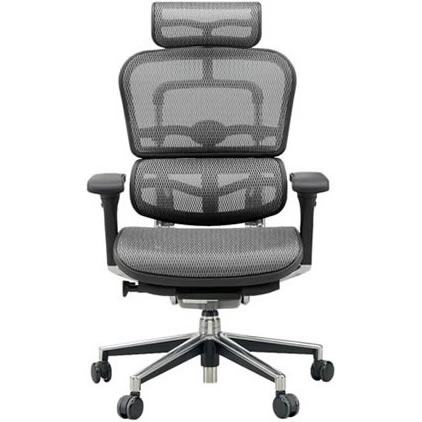 ベーシック ハイタイプ ヘッドレスト付 背座エラストメリックメッシュ グレー