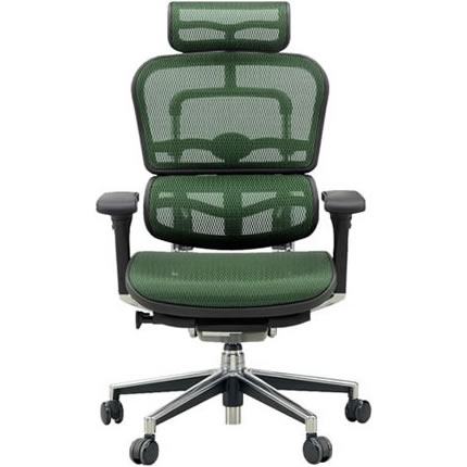 ベーシック ハイタイプ ヘッドレスト付 背座エラストメリックメッシュ グリーン