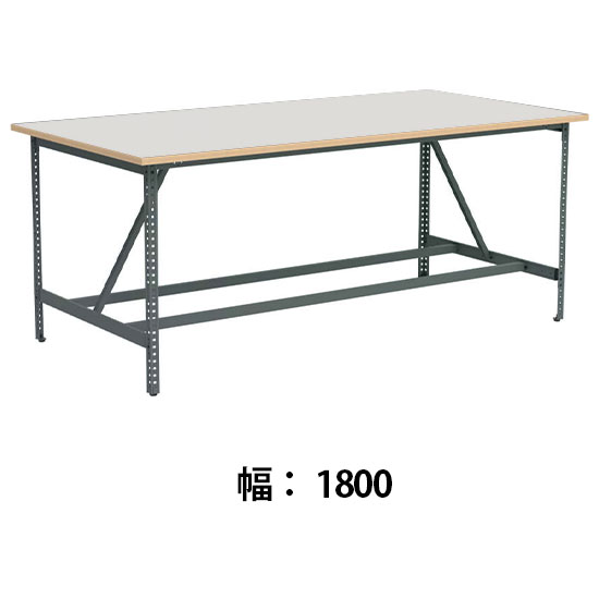 クロスコ 作業台 高さ1000 幅1800奥行600 フレームグレイッシュグリーン 天板ライトグレージュ