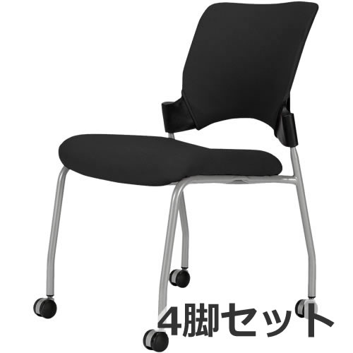 EL-4B-BK-BK 弘益 エレッタミーティングチェア 背樹脂ブラック 背
