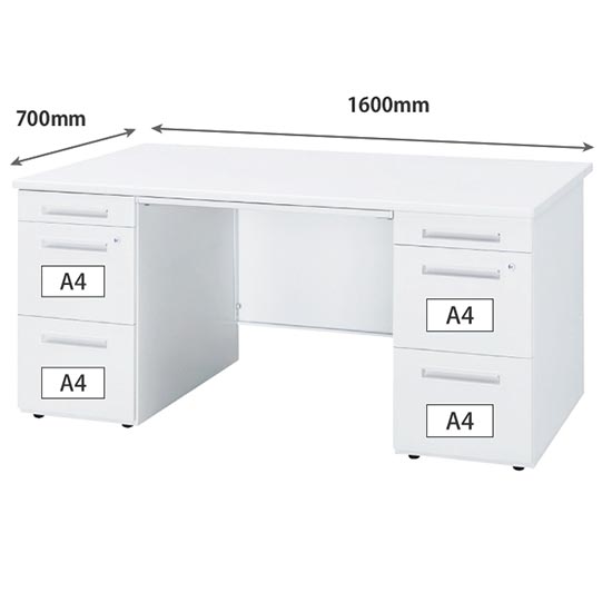 OFCL-167AAWW 両袖机 幅1600×奥行700×高さ700mm ホワイトの通販｜法人