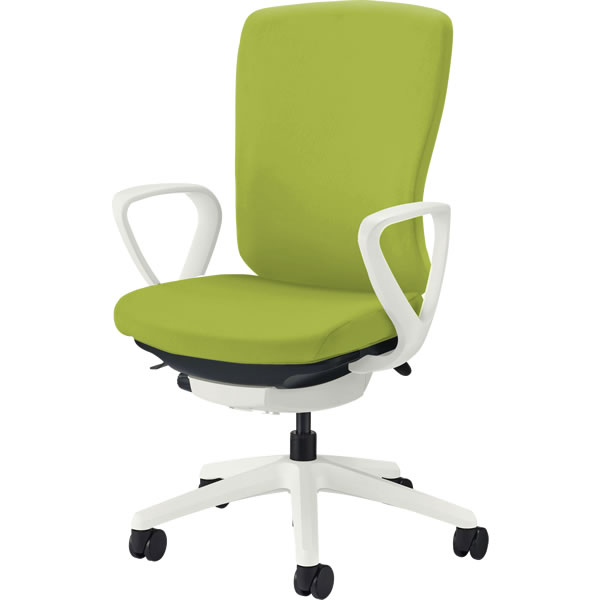 No 3521f W 751 28 ライオン事務器 オフィスチェア バーサル 布張り 肘付き サークルアーム ハイバック シェル 白 脚 白 アップルグリーンの通販 オフィスチェア 法人オフィス家具のオフィネット