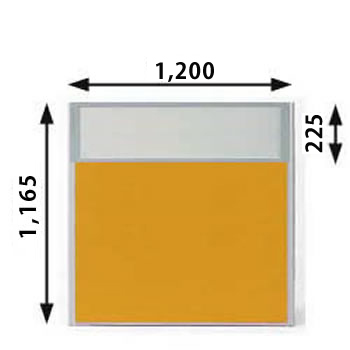MPローパーテーション 高さ1165mm 幅1200mm オレンジ（上部半透明）