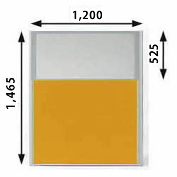 MPローパーテーション 高さ1465mm 幅1200mm オレンジ（上部半透明）