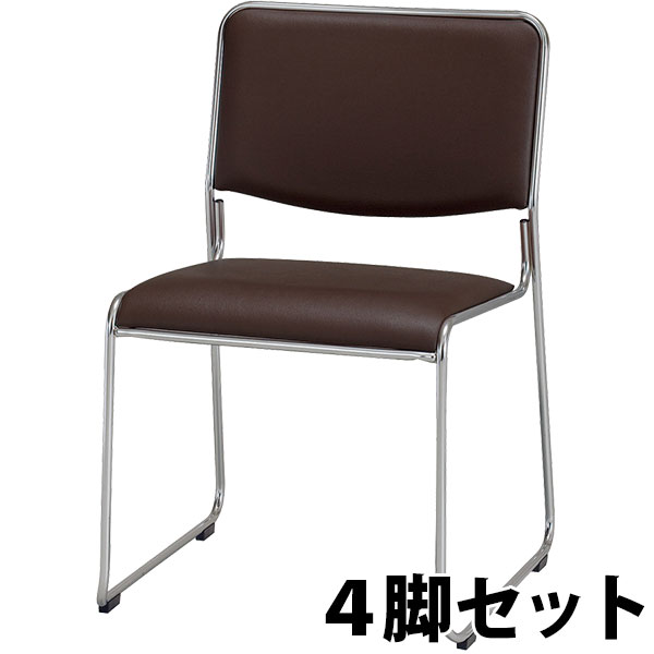 MK-480（BR） 弘益 ループ脚ミーティングチェア マッキンリーシリーズ ブラウン 4脚セットの通販｜法人オフィス家具のオフィネット