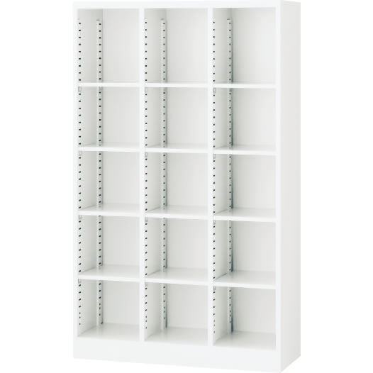 オープン書庫（3列） ホワイト 幅900×奥行350×高さ1500mm